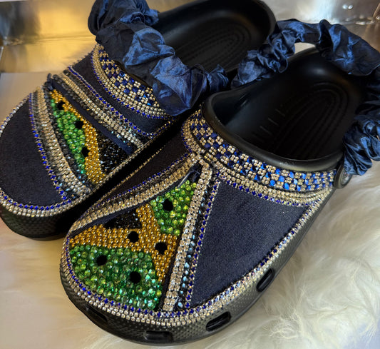 Personalised Crystal Denim Clogs UK – Women’s Size 7